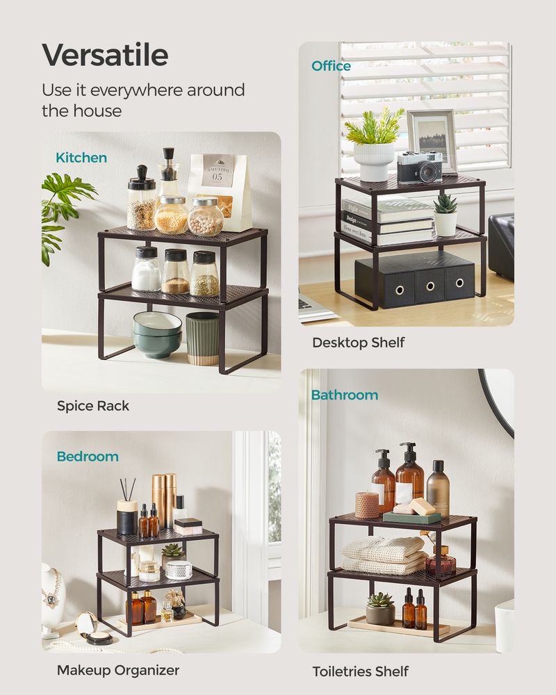 SONGMICS Set of 2 Stackable and Expandable Spice Racks 