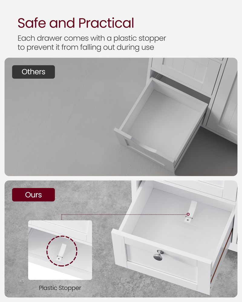 VASAGLE Bathroom Floor Storage Cabinet with 3 Drawers 