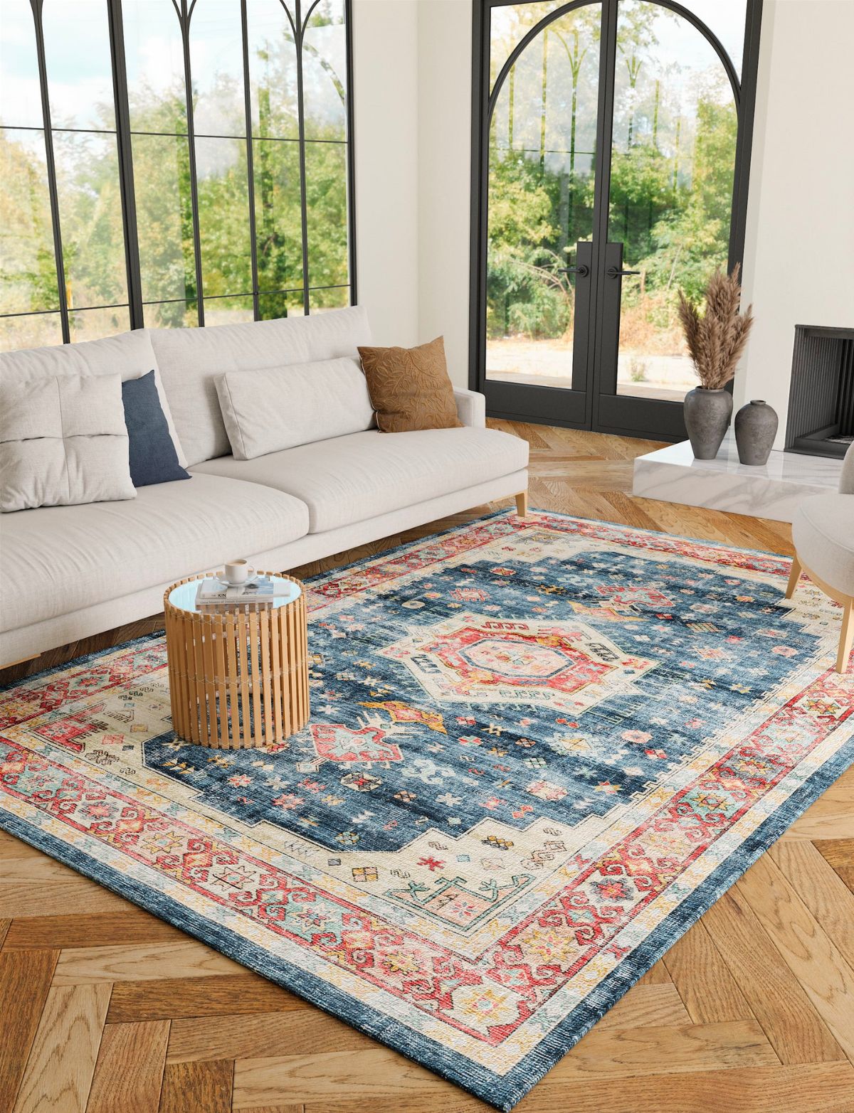 Dilara Multi Color Red Blue Rug 