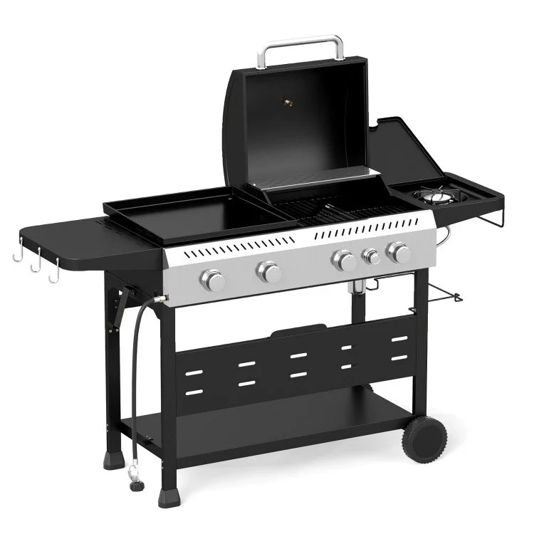5-Burner Propane Gas Grill and Griddle Combo with Side Burner