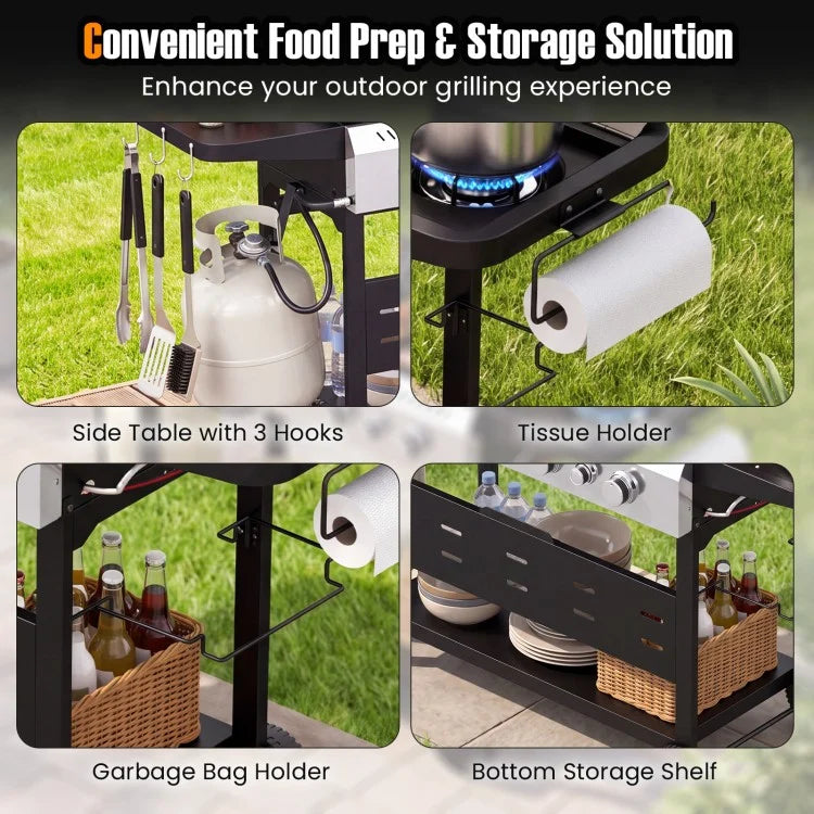 5-Burner Propane Gas Grill and Griddle Combo with Side Burner