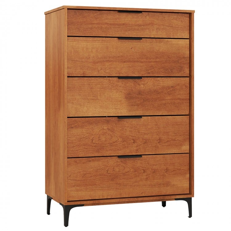 5-Drawer Dresser with Interlock System for Bedroom Living Room-Cherry