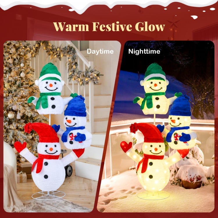 5 FT Stacked Snowman Lighted Christmas Decoration with 110 LED Lights