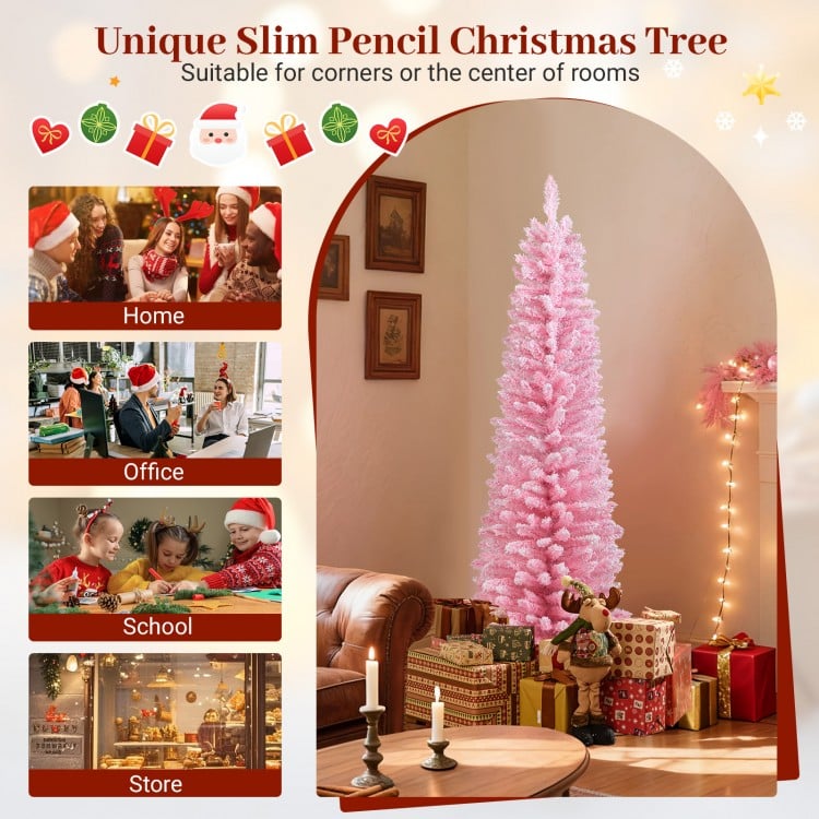 5 Feet Artificial Christmas Tree with 328 Branch Tips and Folding Metal Stand for Home