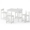 5-Piece Kids Table and Chairs Set Solid Rubber Wood Toddler Activity Table-White