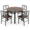5-Piece Round Dining Table Set with Storage Shelf for Dining Room-Rustic Brown