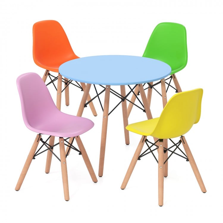 5 Pieces Kid's Colorful Set with 4 Armless Chairs