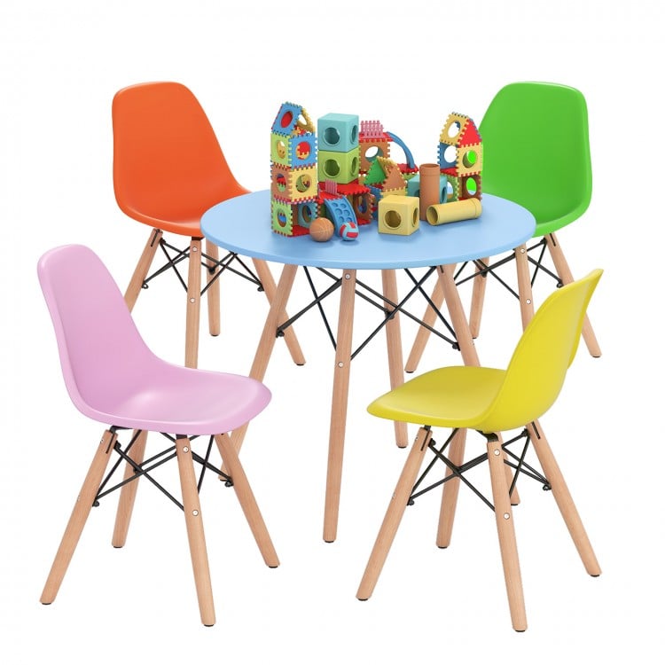 5 Pieces Kid's Colorful Set with 4 Armless Chairs