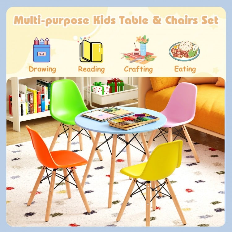 5 Pieces Kid's Colorful Set with 4 Armless Chairs