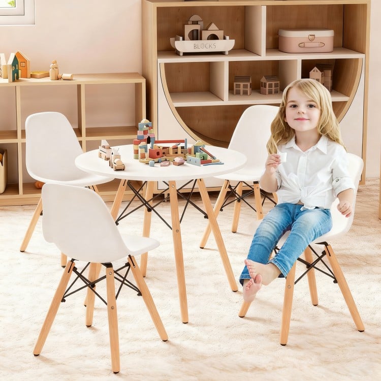 5 Pieces Kids Mid-Century Modern Table Chairs Set