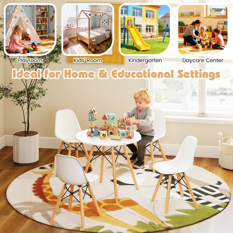 5 Pieces Kids Mid-Century Modern Table Chairs Set