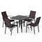 5 Pieces Patio Dining Set for 4 Outdoor Square Table and Stackable Chairs-Brown