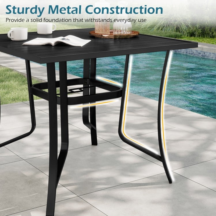 5 Pieces Patio Dining Set for 4 Outdoor Square Table and Stackable Chairs-Brown