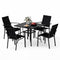 5 Pieces Patio Dining Set for 4 Outdoor Square Table and Stackable Chairs-Black