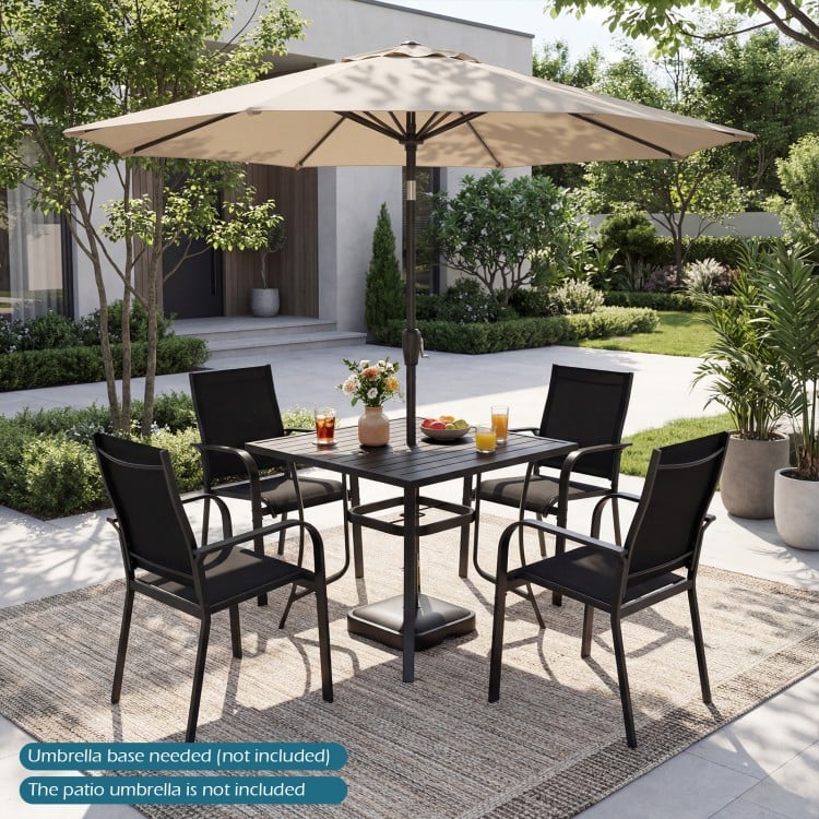 5 Pieces Patio Dining Set for 4 Outdoor Square Table and Stackable Chairs-Black