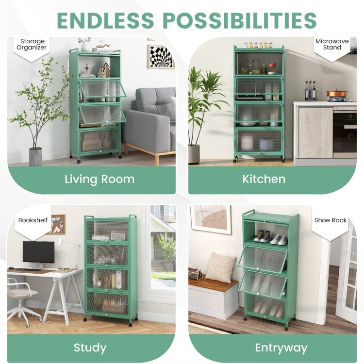 5-Tier Kitchen Baker's Rack with Flip-up PC Doors-Green