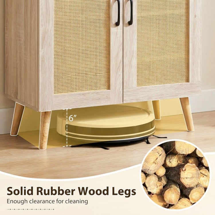 5-Tier Rattan Shoe Cabinet with 3 Removable Shelves-Natural