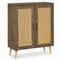5-Tier Rattan Shoe Cabinet with 3 Removable Shelves-Walnut
