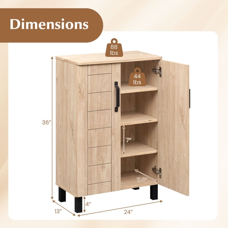 5-Tier Shoe Storage Cabinet Freestanding Wooden Shoe Rack Organizer-Natrual