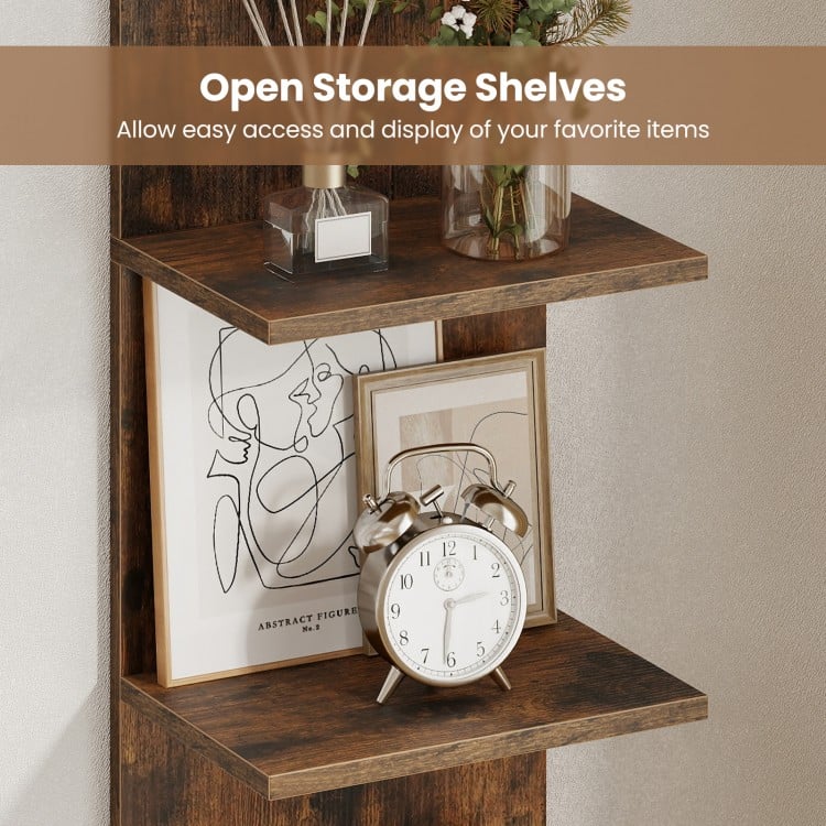 5-Tier Wall Mounted Shelf Unit with Wood Grain-Rustic Brown