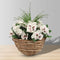 Camila Artificial Floral Arrangement in Hanging Basket | Lifelike Bumblebee-Colored Silk Flowers with Greenery