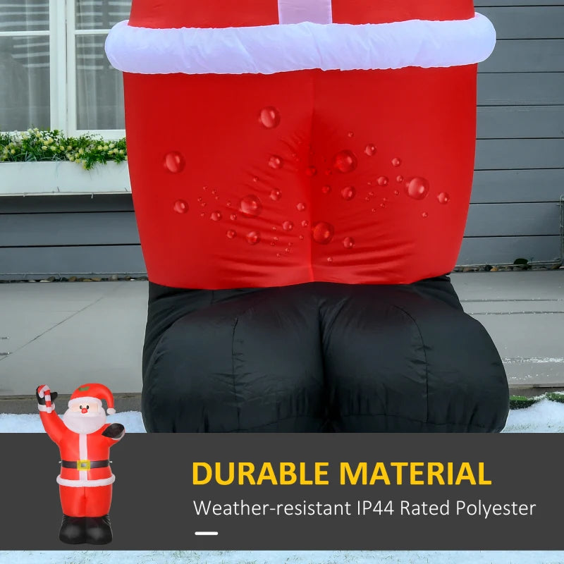 HOMCOM 8FT Inflatable Christmas Santa Claus with Candy Cane, LED Lighted Blow Up Outdoor Yard Decoration for Holiday Display 