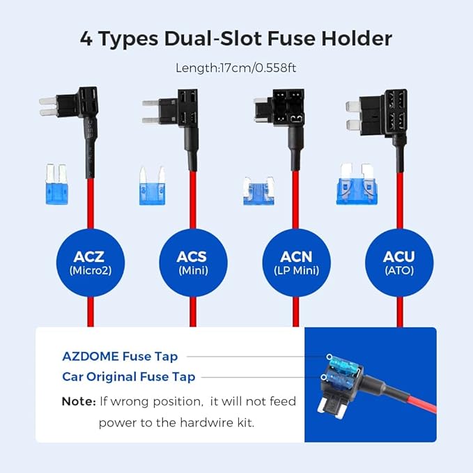 AZDOME JYX05 3-Lead Acc Hardwire Kit Type-C Port 