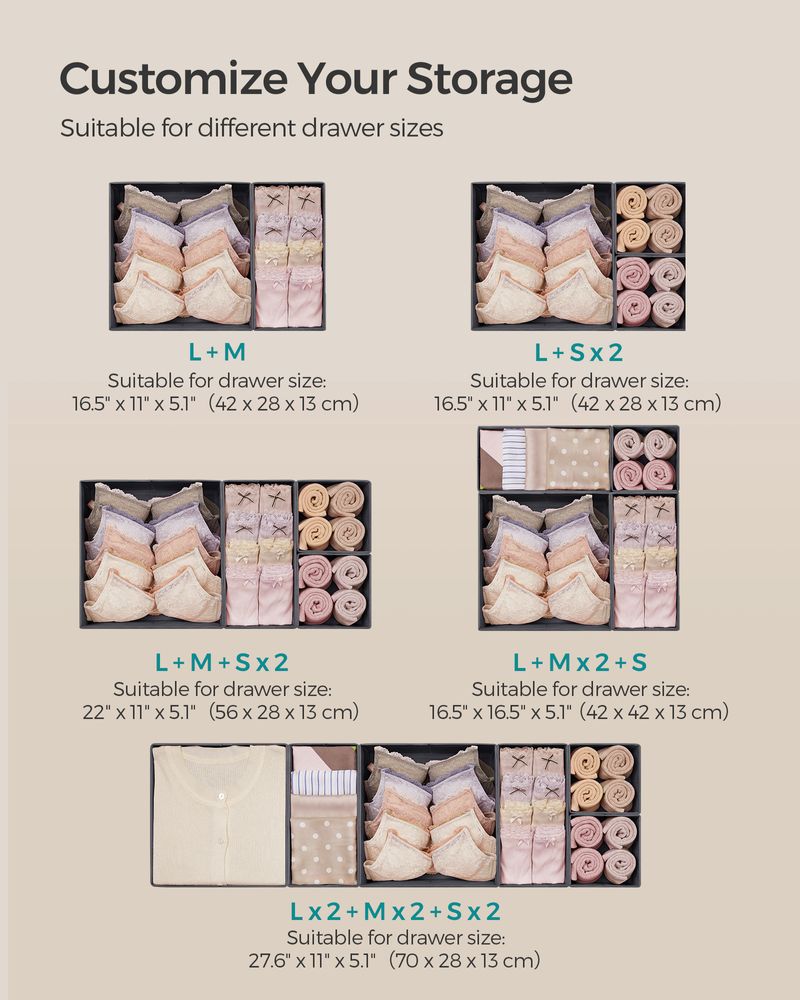 SONGMICS Dresser Drawer Organizers 