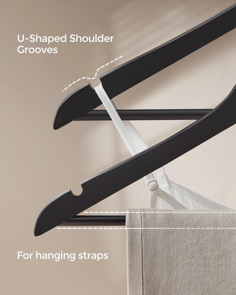 SONGMICS 20-Pack Wood Coat Hangers with Shoulder Notches 