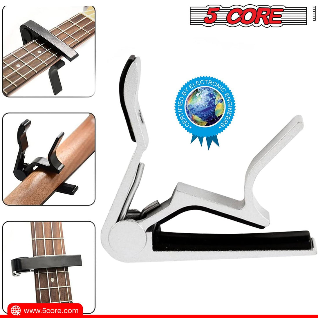 5Core Capo Acoustic Electric Guitar 6 String Kapo Clip For Banjo Mandolin Ukulele White