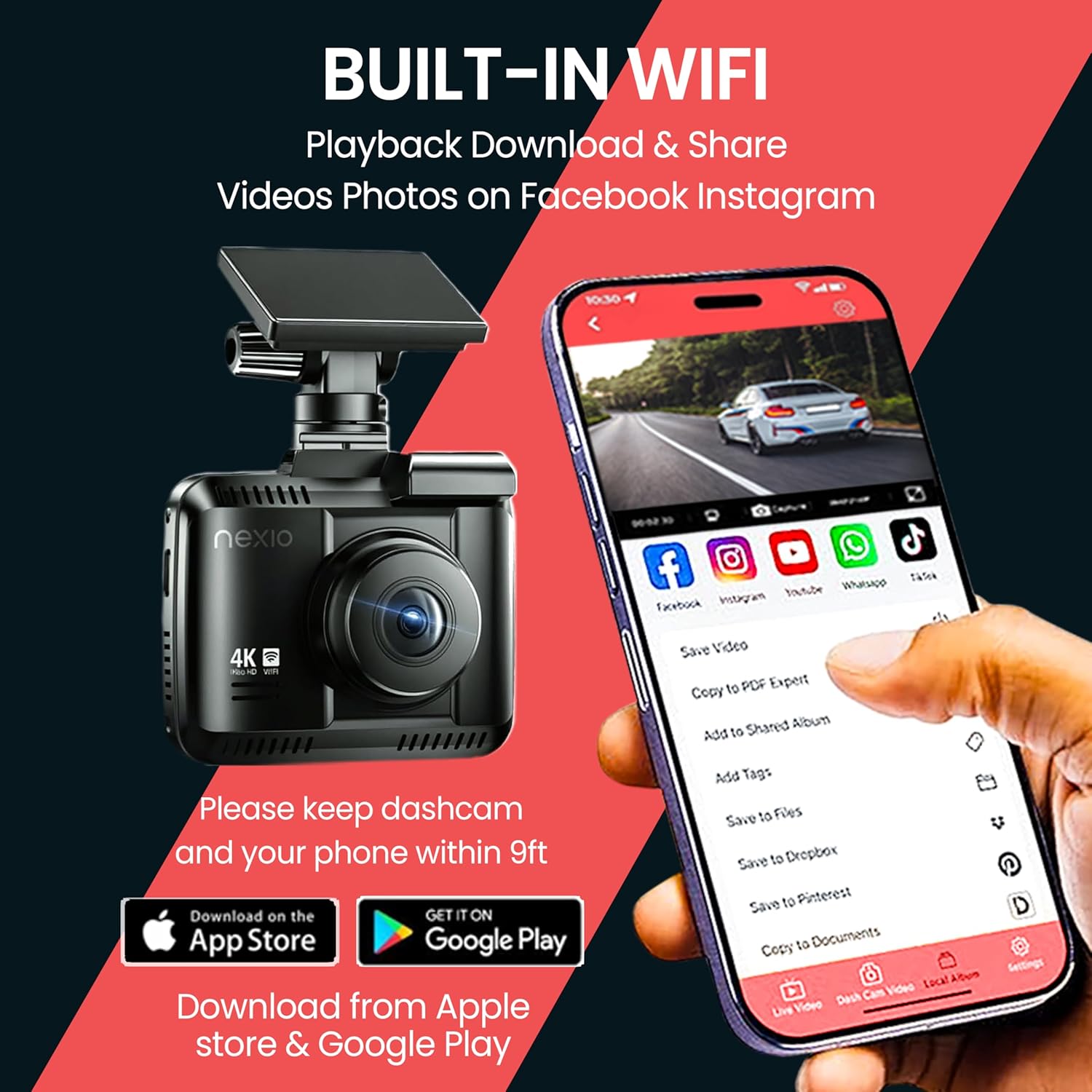 NEXIO N5Pro 4K Dual Dash Cam with Starvis Sensor, WiFi, GPS, ADAS, Park Mode 