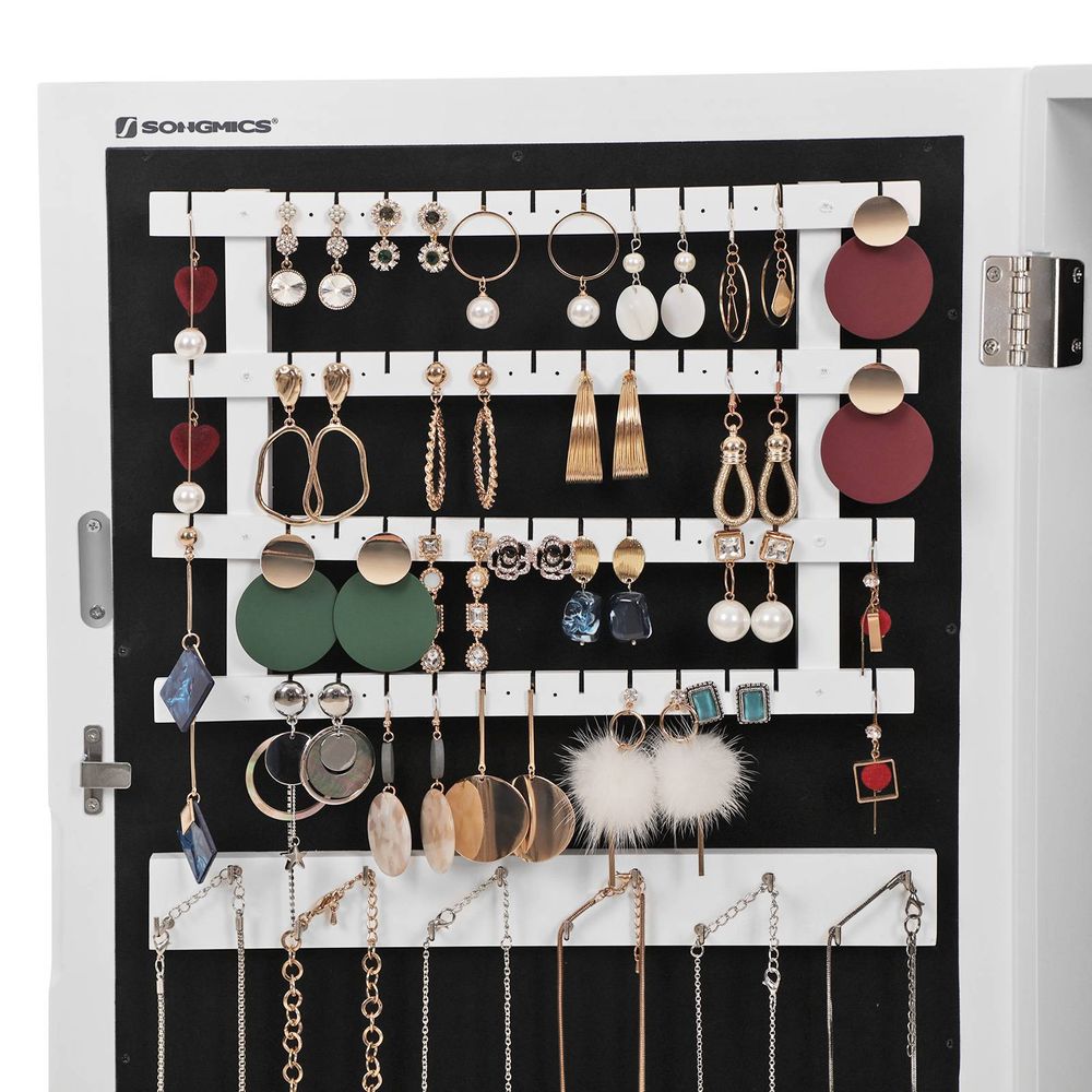 SONGMICS Lockable Jewelry Cabinet Armoire with Mirror 