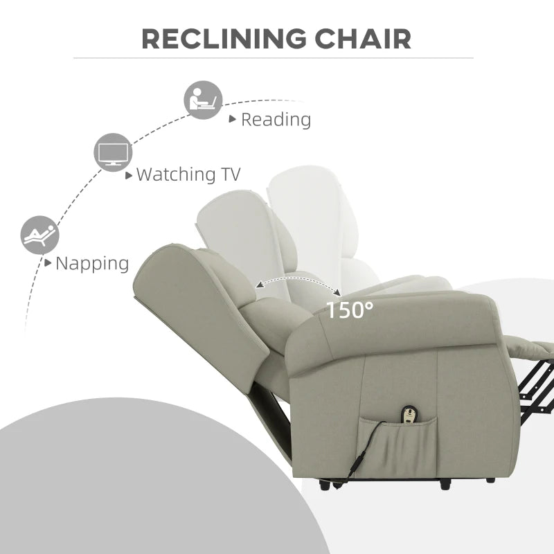 HOMCOM Wingback Lift Chair for Elderly, Power Chair Recliner with Footrest, Remote Control, Side Pockets, Cream White