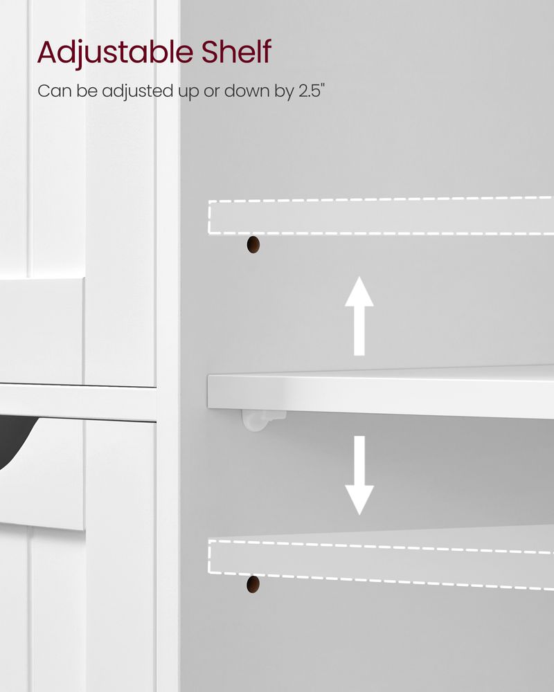 VASAGLE White Bathroom Storage Cabinet with 3 Drawers 