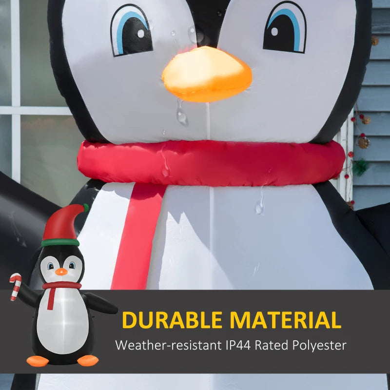 HOMCOM 8FT Inflatable Christmas Penguin, LED Lighted Blow Up Holiday Decoration for Indoor & Outdoor Yard Display 