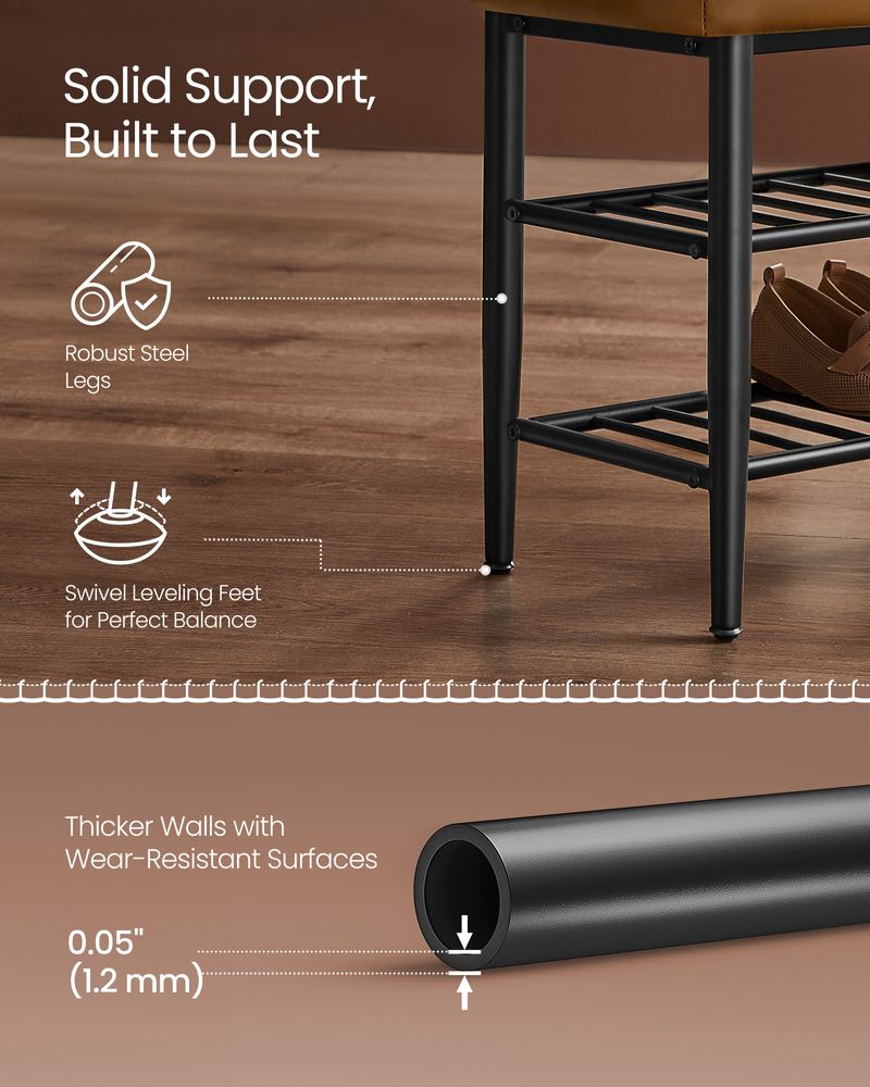 VASAGLE EKHO Collection - Shoe Bench with Metal Shelves 