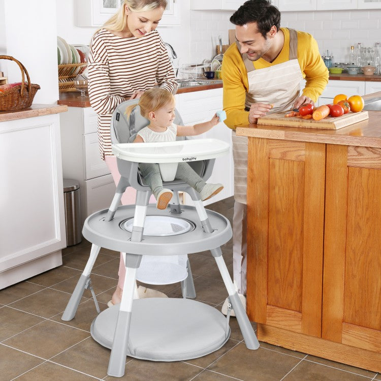 5-in-1 Baby High Chair with Adjustable Height, 2-Tier Tray & Storage Basket – Convertible Feeding Chair