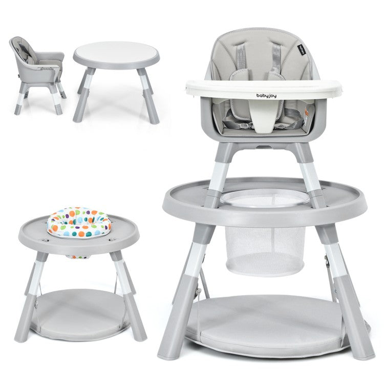 5-in-1 Baby High Chair with Adjustable Height, 2-Tier Tray & Storage Basket – Convertible Feeding Chair