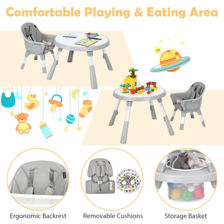 5-in-1 Baby High Chair with Adjustable Height, 2-Tier Tray & Storage Basket – Convertible Feeding Chair