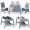 5-in-1 Toddler Table and 2 Chairs Cute Art Desk Set with Reversible Chalkboard Whiteboard-Grey