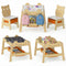 5-in-1 Toddler Table and 2 Chairs Cute Art Desk Set with Reversible Chalkboard Whiteboard-Natural