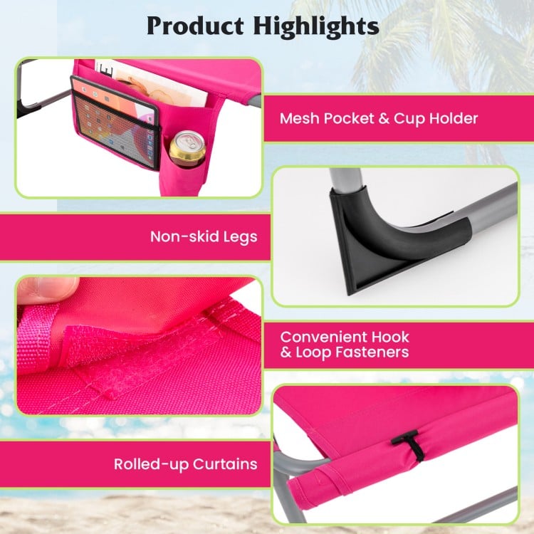 5-position Outdoor Folding Chaise Lounge Chair-Pink