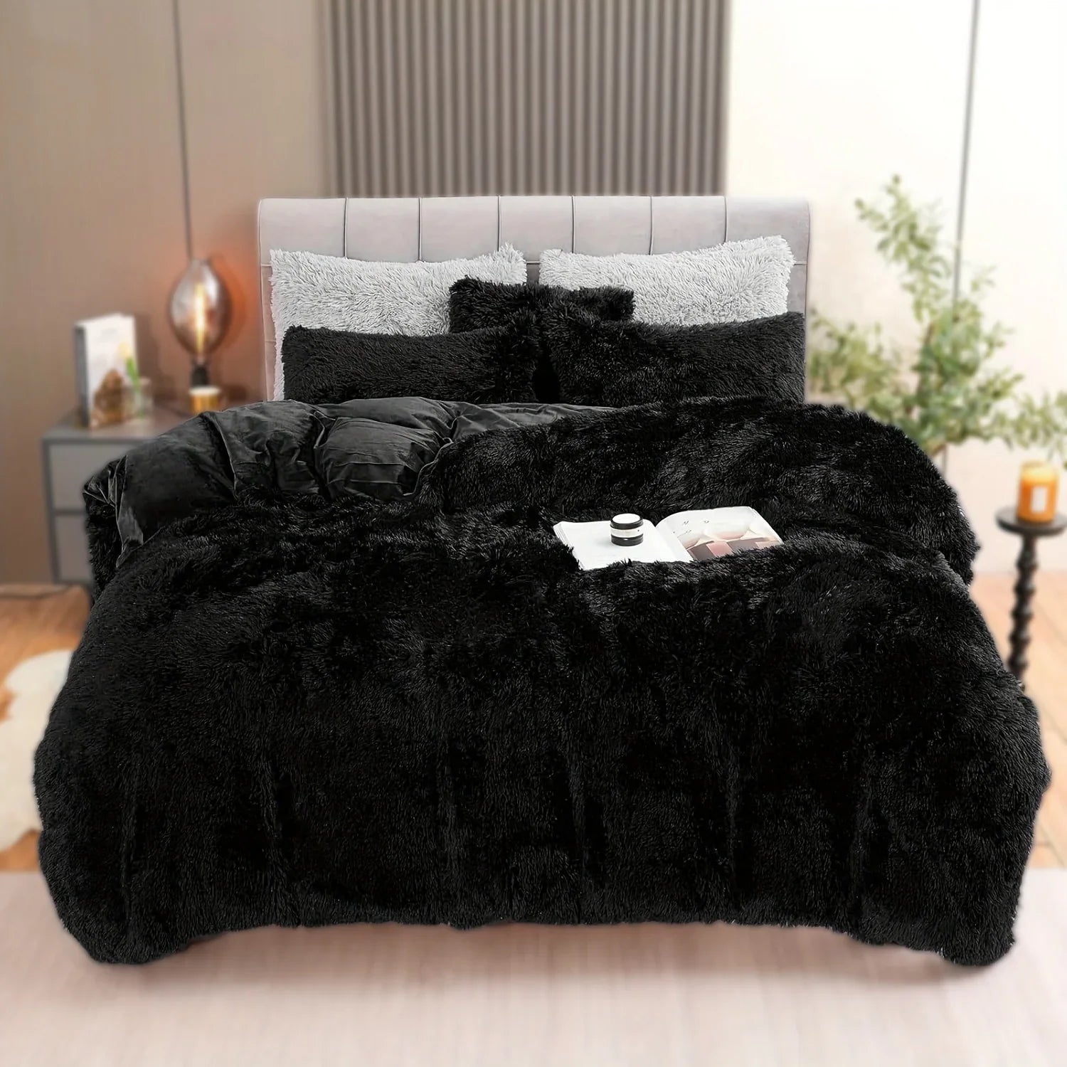 4PCs Plush Duvet Cover Set Luxury Ultra Soft Velvet Duvet 