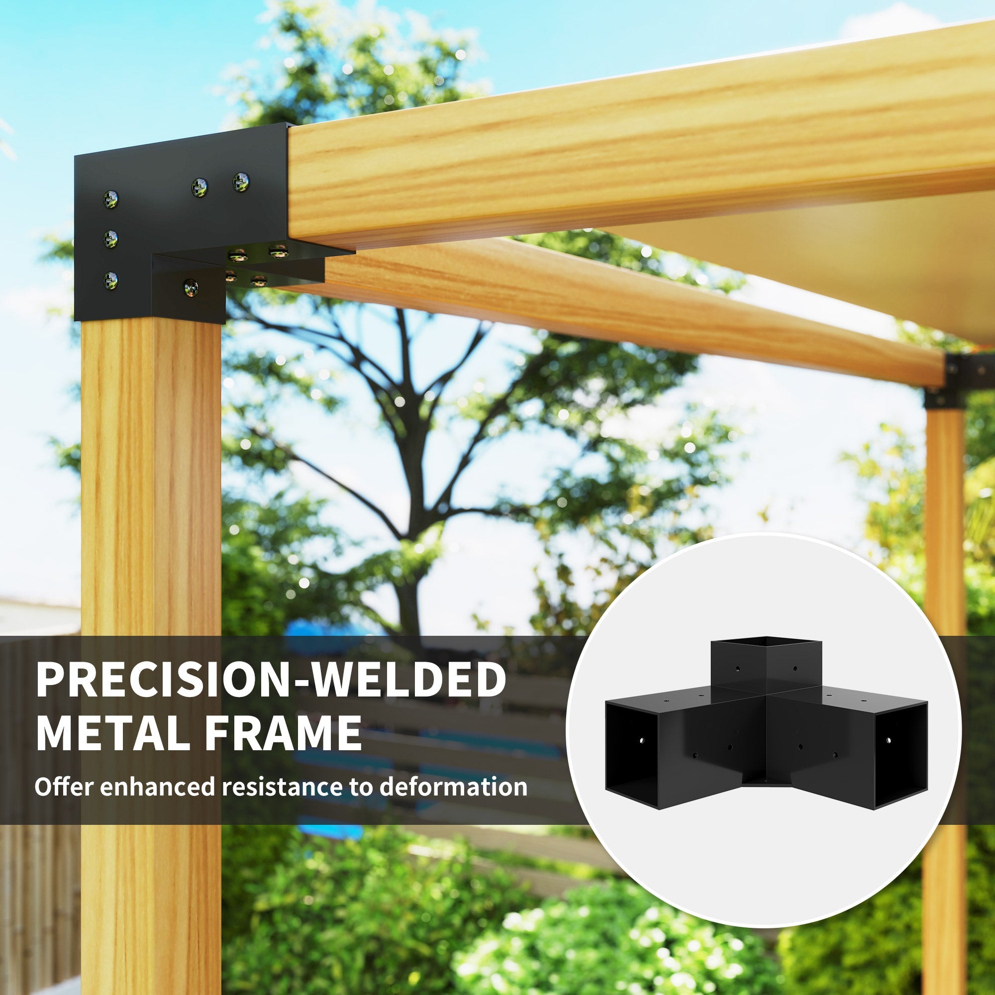 Outsunny 8PCS Pergola Kit, Pergola Brackets with 3-Way & 4-Way Corner Brackets for 4"x4" (Actual 3.6"x3.6") Lumber 