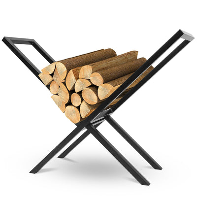 Firewood Log Rack 220LBS Steel Wood Lumber Storage Stacking Rack X Shape Storage Holder for Fireplace Firepit 