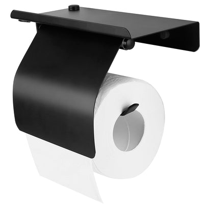 Wall Mounted Toilet Paper Holder with Phone Storage Rack Stainless Steel Toilet Roll Holder Tissue Holder 