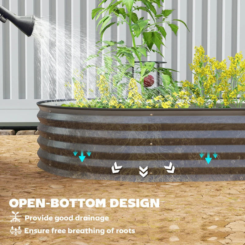 6' x 3' x 1' Large Outdoor Planter Box, Galvanized Raised Garden Bed with Metal Plant Stake, Black