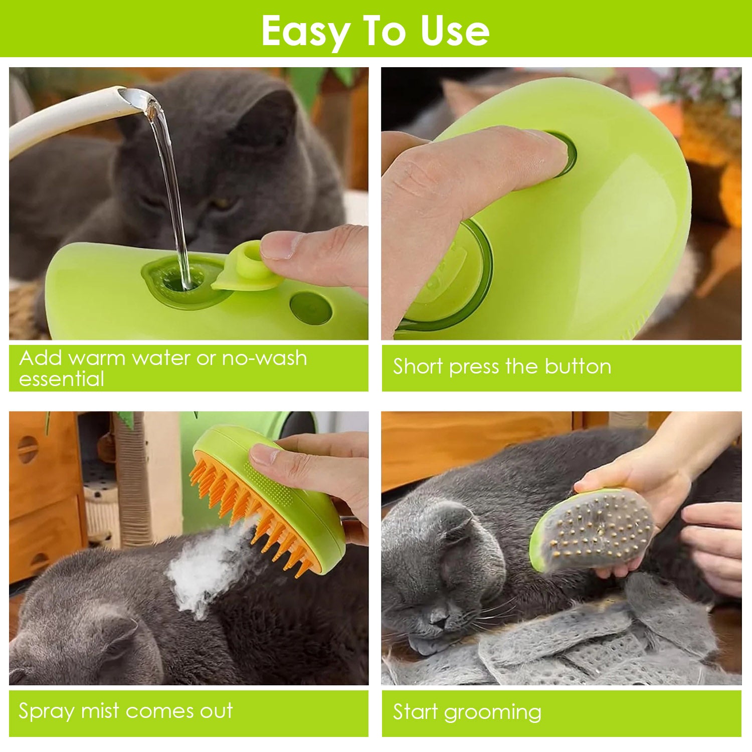 3 In 1 Cat Grooming Steam Brush Hair Brush with Steamer Pet Massage Comb Cleaning Brush for Cats Dogs USB Rechargeable