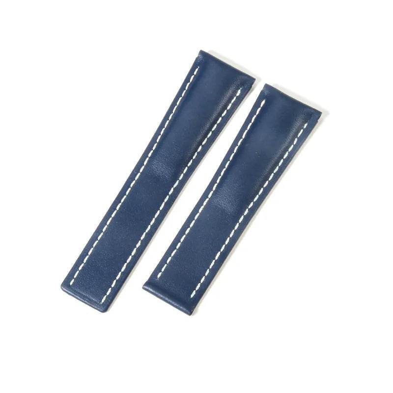22mm 24mm Black Brown Blue Bamboo Grain Cowhide Watch Strap 