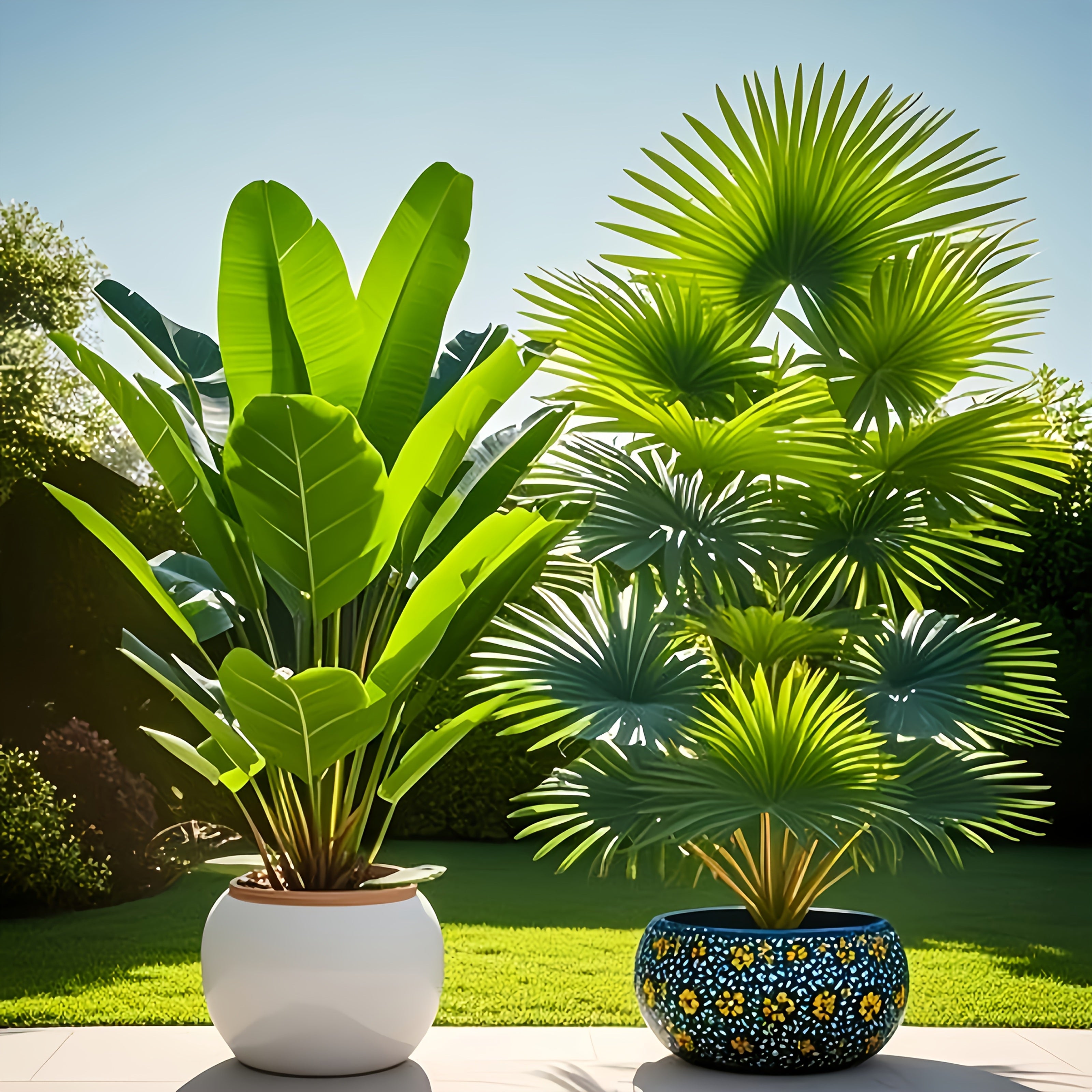 2pcs set of large artificial palm trees - UV resistant, suitable for indoor and outdoor decoration, home, hotel, garden, office, wedding and vacation scenes, floor placement, multifunctional room decoration, green leaf archit 